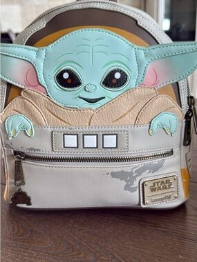 Loungefly Star Wars Grogu Mini Backpack - Mint Green, Cream & Tan